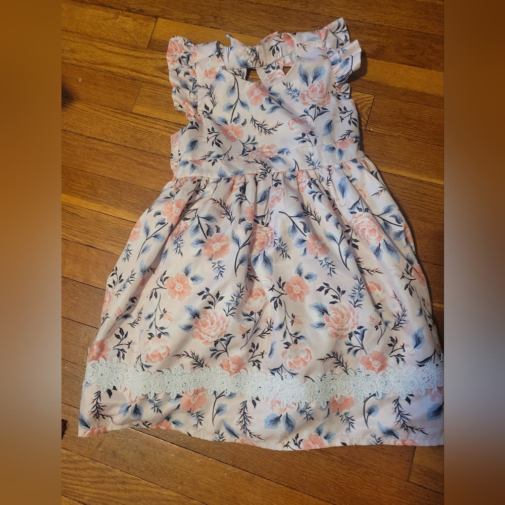 Floral Kids Dress in Pink and Blue